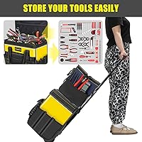 Vista 5 de 21" Rolling Tool Bag with Wheels,Waterproof Rolling Tool Tote Bag with Telescoping Handle,18 Pockets Multi-use Tool Bags Organizer for Construction