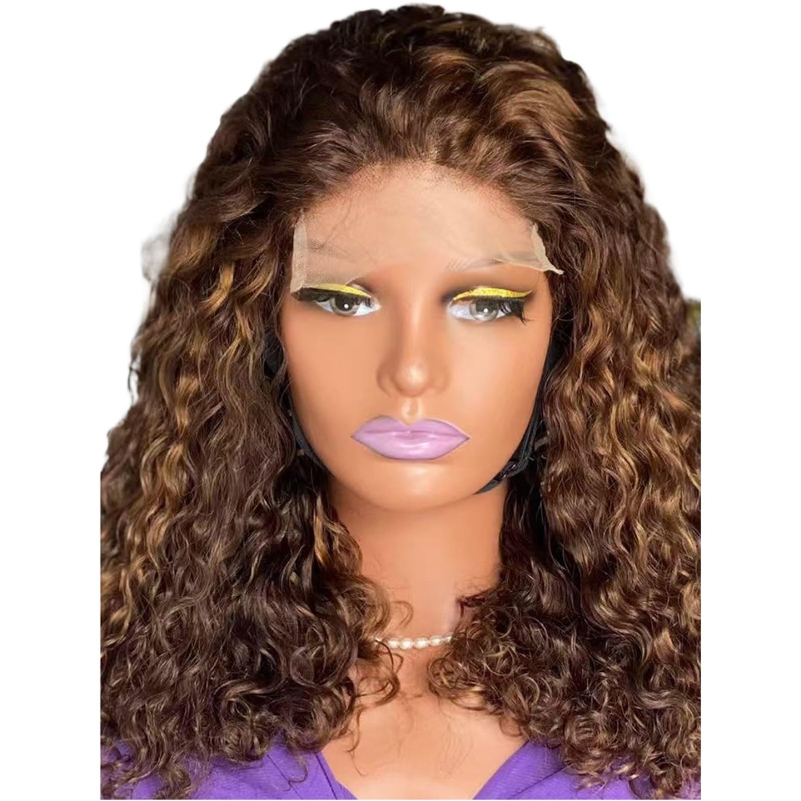 LIBANGRONG-888 Wigs Brown medium length water ripple wig for women's versatile commuting headgear Natural wig