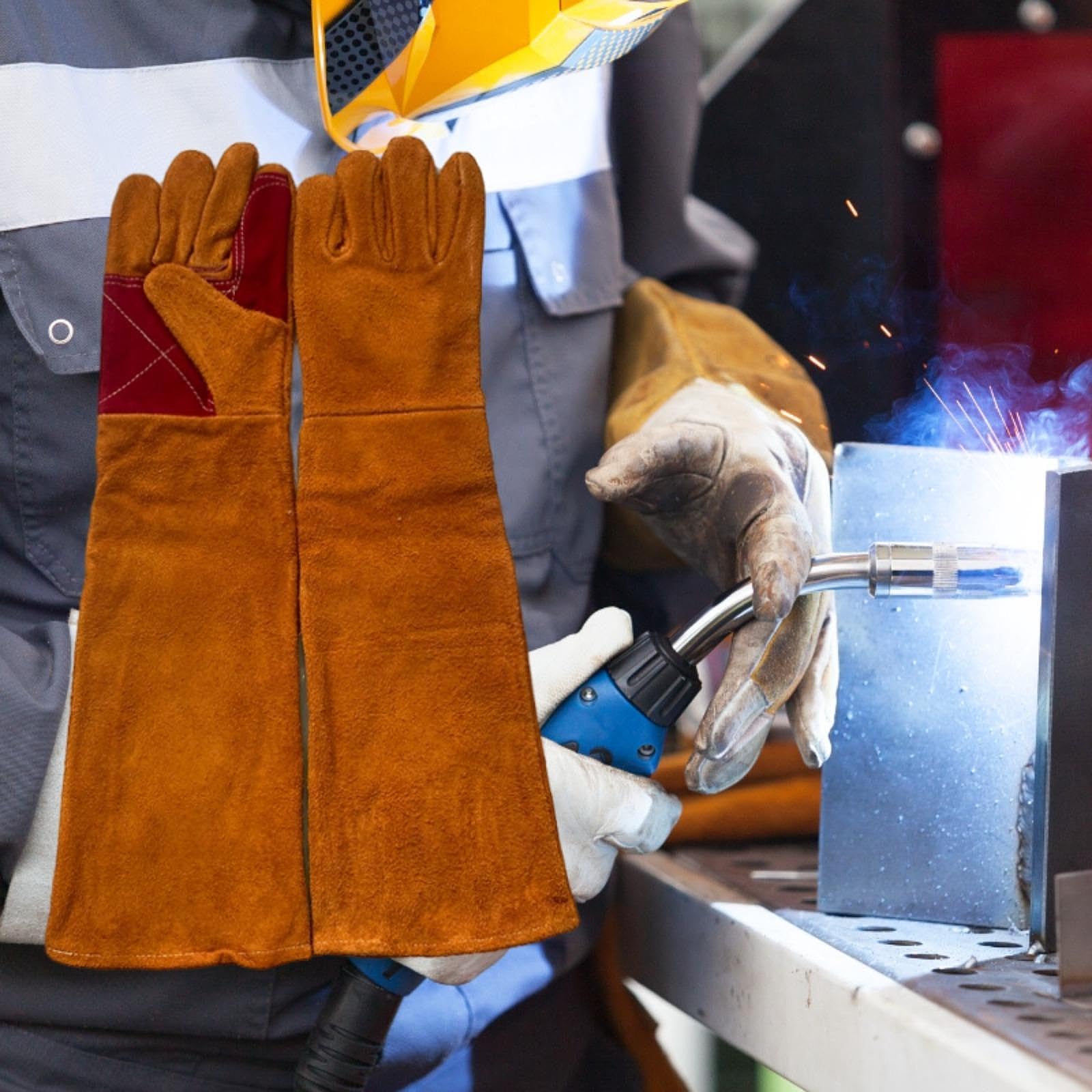 MagiDeal Gants de Travail Anti-morsures pour Animaux de 23,6 Pouces, Gants de Protection légers et multifonctionnels, 60 Cm 2 Couches D'épaisseur