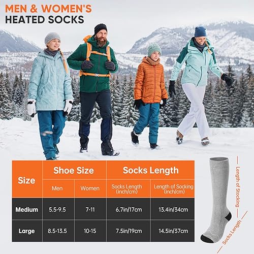 Miniatura 3 de VELAZZIO Calcetines térmicos para hombres y mujeres, control remoto, 4000 mAh, 3.7 V, recargable, con 3 ajustes de calor para deportes de invierno
