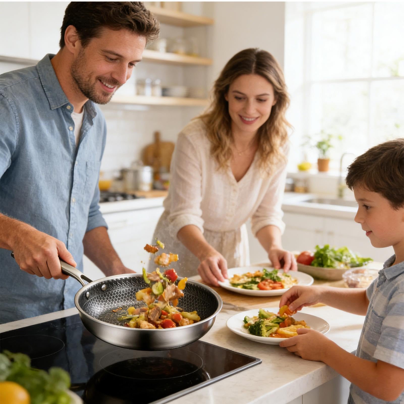 Générique Non -Stick Frying Pan Stainless Steel | Round Kitchen Cookware