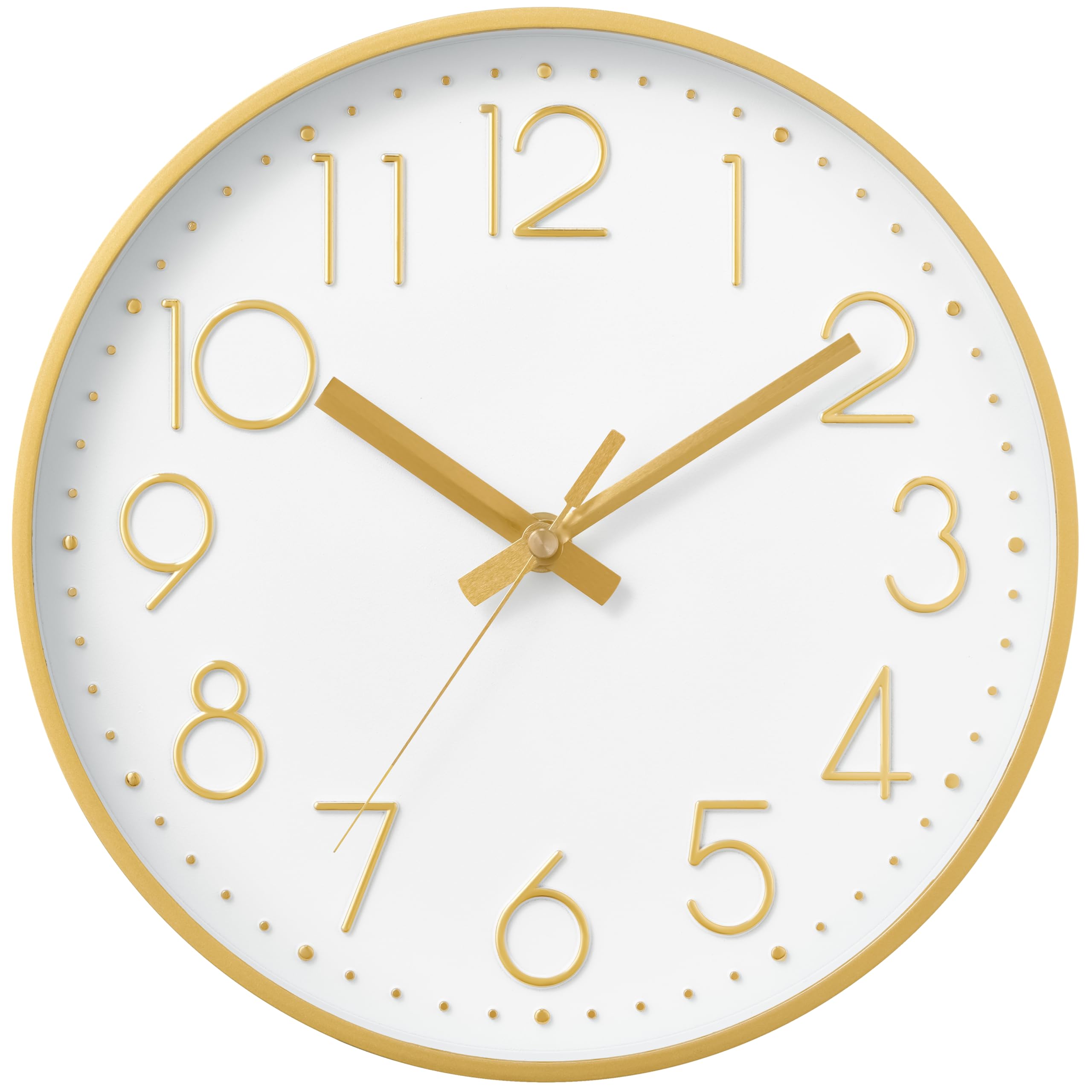DAXSMY Wall Clock 12 Inch Gold Decorative, Battery Operated Silent