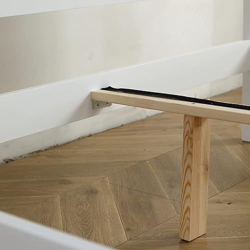 Miniatura 7 de Karl home Base de cama de madera tamaño matrimonial con cabecero, plataforma para dormitorio con estribo, soporte de 12 listones de madera, no