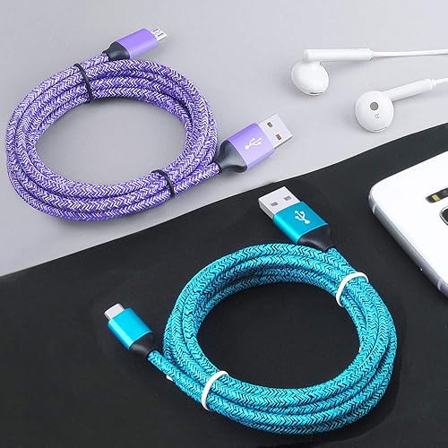 Miniatura 6 de Paquete de 2 cables micro USB para Android de carga rápida, compatibles con Samsung Galaxy S7 S6 EdgeActive, J8 J7 J3 V, Moto E5 G5 G6 Play,