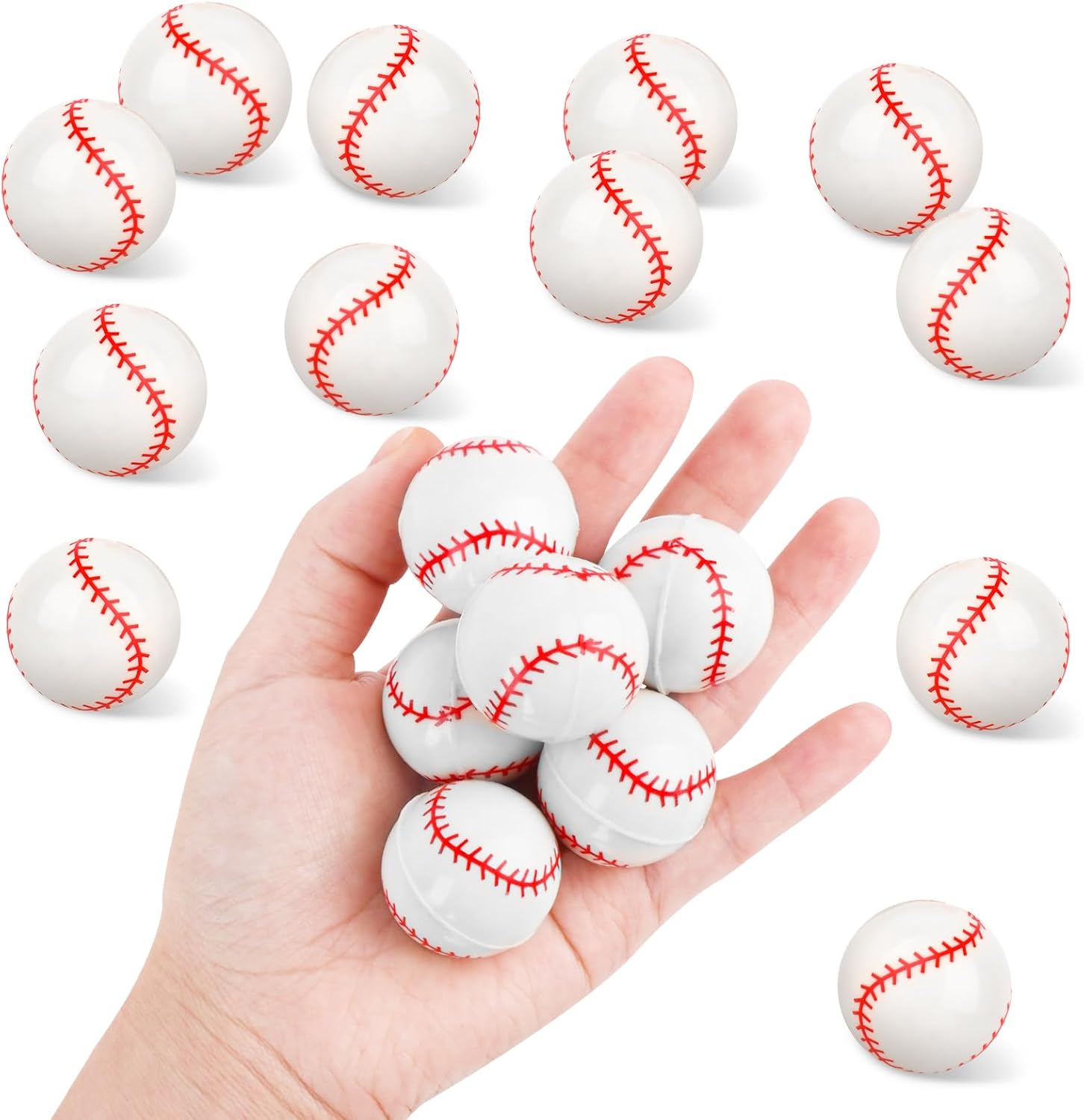 24 Pcs Baseball Bouncy Balls for Kids, 32mm Rubber Bounce Sport Balls Bulk for Party Favors, Goodie Bag Fillers, Easter Gift Bag Stuffers, Basket Stuffers, Classroom Prizes, Carnival Party Supplies