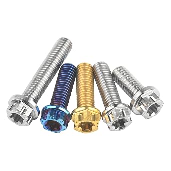 Titanium Bolt M10x15~90mm Flange Torx T50 Head Screws Pitch 1.25/1.5mm, Titanium, P1.25mm,m10,45mm