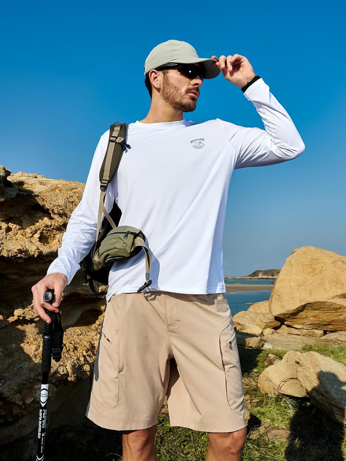 NORTHYARD Men's Hiking Cargo Shorts 9" Lightweight Outdoor Summer Shorts Quick Dry with 4 Pockets for Tactical Fishing Travel