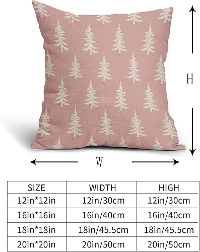 Miniatura 5 de Juego de 2 fundas de almohada de Navidad de 18 x 18 pulgadas, color rosa, estilo rústico, estampado de invierno, fundas de almohada decorativas para