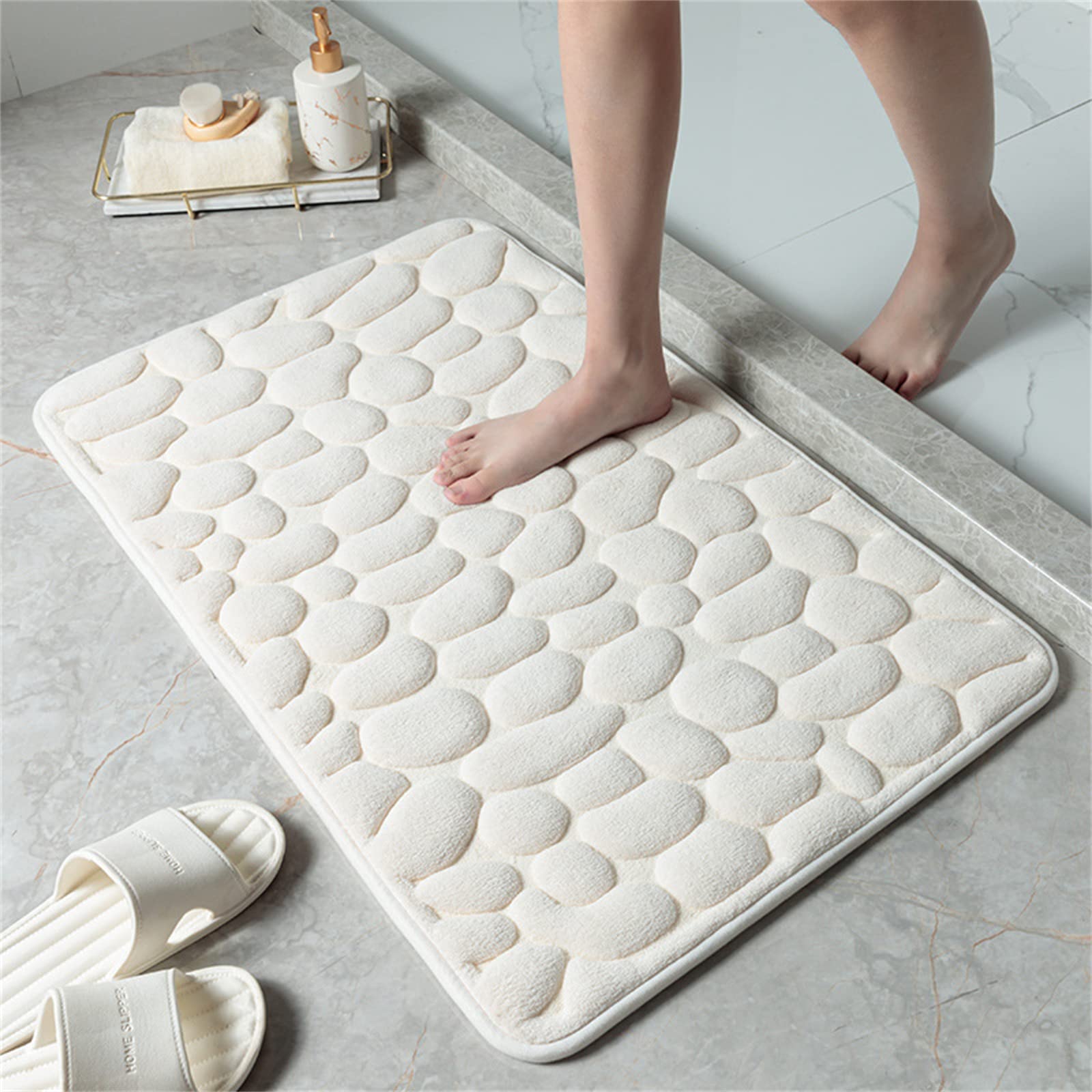 Laberge - Tappetino da bagno assorbente con ciottoli, antiscivolo, comodo e sicuro, tappeto da bagno per il massimo comfort e sicurezza, perfetto per l'uso domestico
