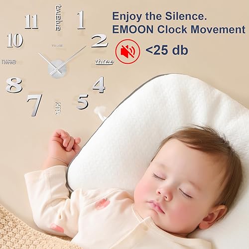 Miniatura 2 de AILILIFE Reloj de pared DIY de 20 a 28 pulgadas, 3D, sin marco, silencioso, sin tictac, moderno, funciona con pilas, para sala de estar, dormitorio,