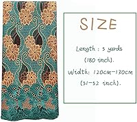 Vista 3 de WorthSJLH Tela de encaje francés africano 5 yardas Guipure suizo 2024 encaje nigeriano con cuentas bordado verde LF854 (verde azulado)