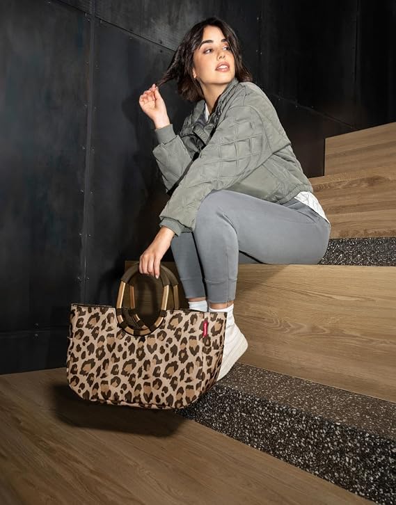 reisenthel Loopshopper M - Sturdy Bag with Practical Compartments Made from Recycled PET Bottles - Elegance When Shopping, Lots of Function Included, Leo Macchiato, M, Sports