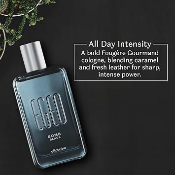 O BOTICARIO Egeo Bomb Black Eau de Toilette, Long-Lasting, Caramel & Leather, Men's Cologne Fragrance, 3 Ounce