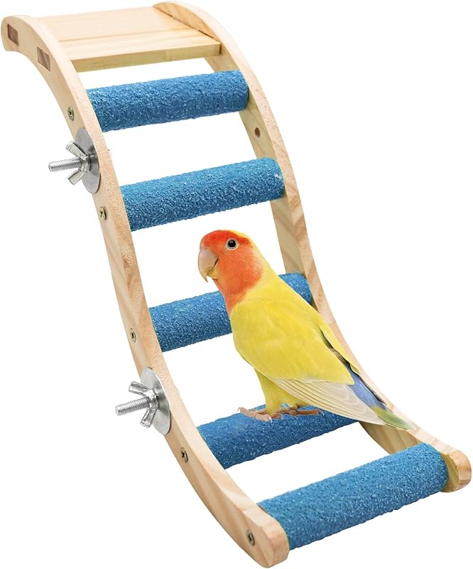 Escada Ponte de Madeira em S para Aves e Pequenos Animais Dnoifne LSS001 – 33,02 x 20,32 x 5,08 cm