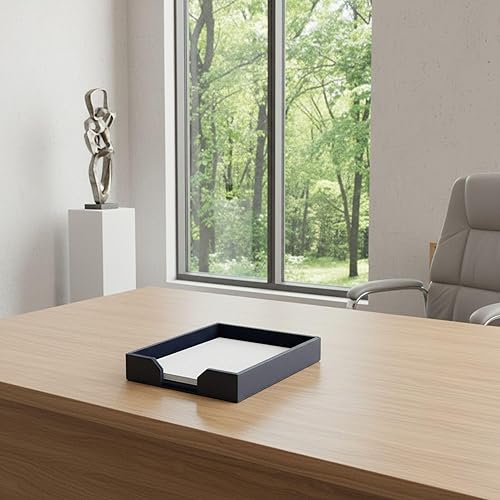 Miniatura 4 de DACASSO Bonded Leather Desktop Letter Tray - Luxury Letter Holder & Paper Organizer for Desk - Office Organization & Executive Desk Decor - (Navy