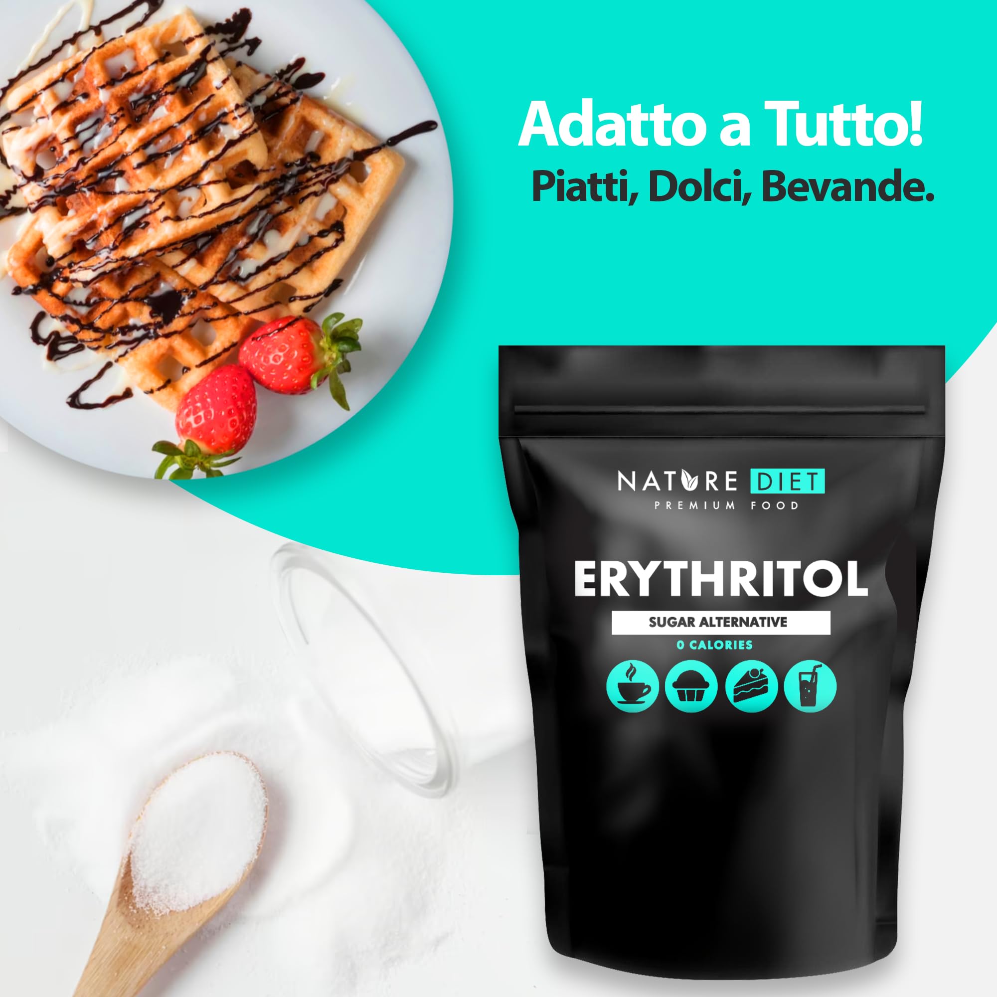 Nature Diet - Eritritolo 2 x 1000 g | Dolcificante Naturale | Zero calorie | Sostituzione dello zucchero