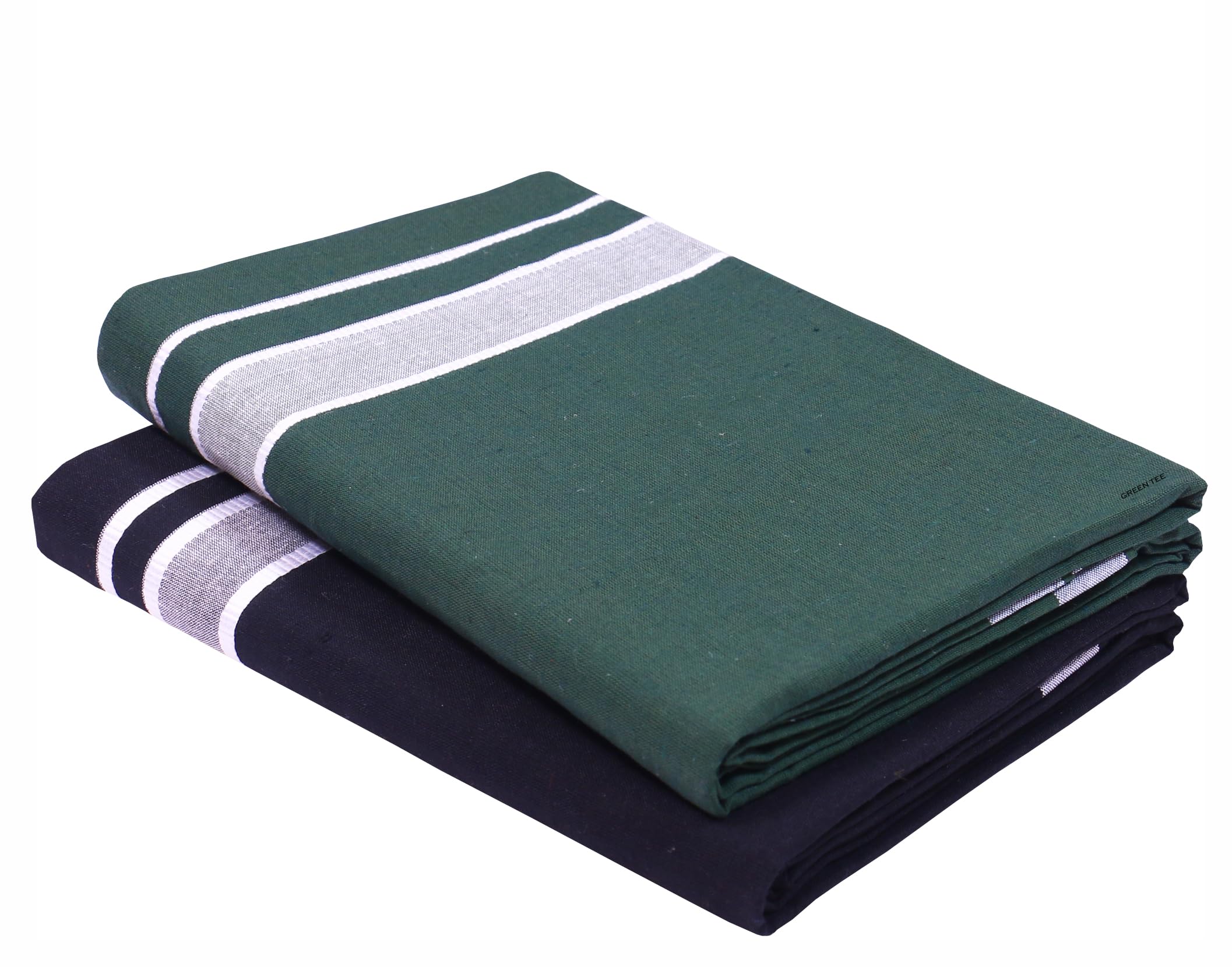 green tee Men Color Dhoti - Pack of 2 (Black ll Green) (2 Meters)-picture-29