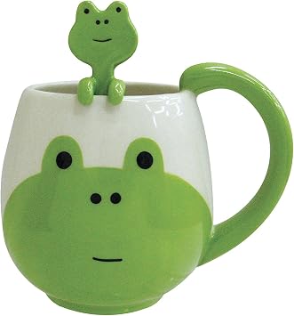 Decole Ceramic Frog Mug and Spoon, 12 oz.