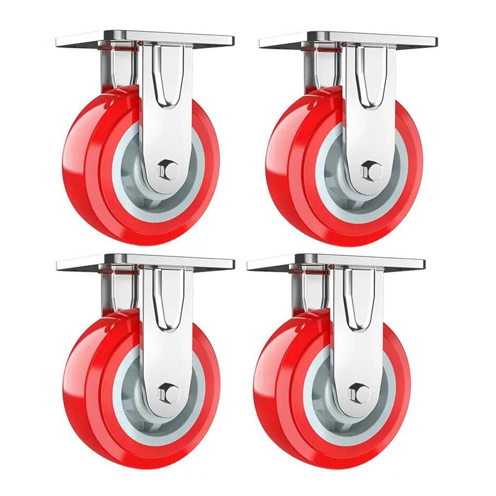 GBRJUYF Heavy Duty Polyurethane Caster Set - 4 Industrial Swivel Wheels (4/5/6/8 inch) for Furniture & Workbench, Locking Function for Stability & Mobility