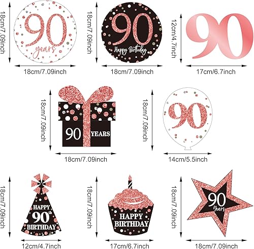 Miniatura 2 de Blulu Decoraciones de fiesta de cumpleaños, fiesta de cumpleaños, remolinos colgantes de oro rosa, decoraciones de techo, espirales de aluminio