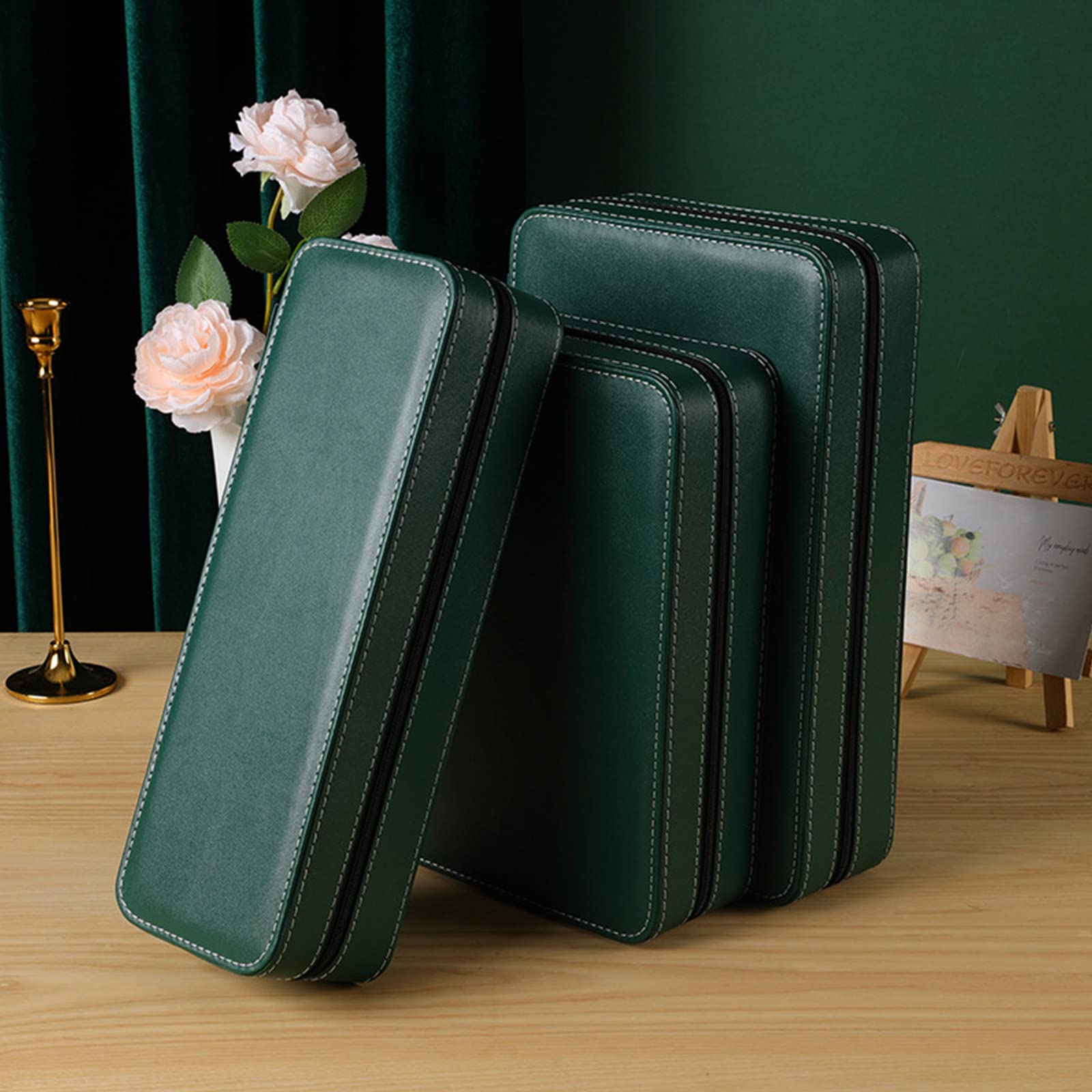 Organizzatore di moda 6/10/12 Slot Verde Interno Grigio Orologio Cuscino Sacchetto di Immagazzinaggio Scatola di Immagazzinaggio Orologio Borsa Portatile Casa Orologio Organizer