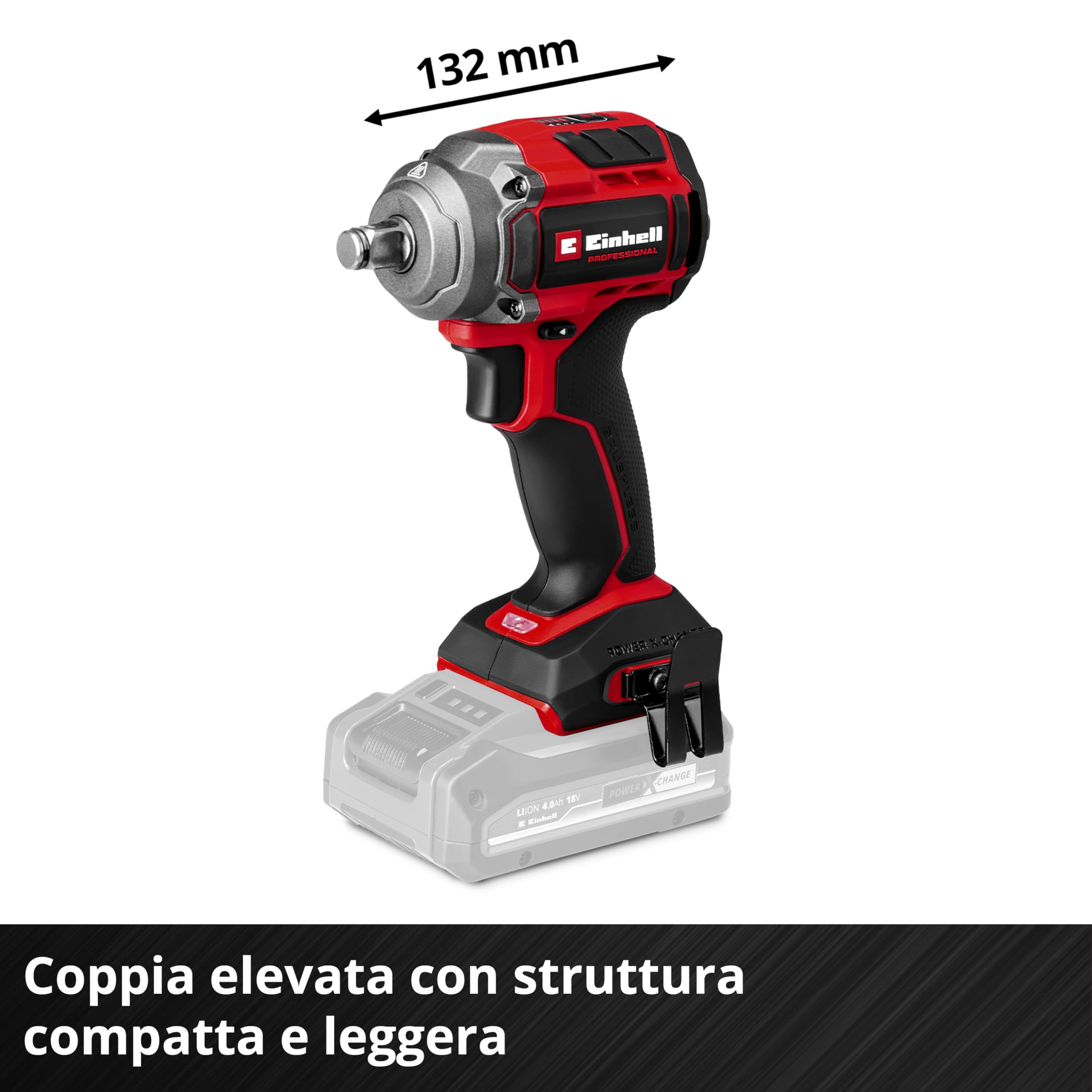 Einhell Professional Trapano a percussione a batteria TP-CW 18/350-C Li BL-Solo PXC (18 V, coppia 350 Nm, funzione di arresto automatico, Brushless, mandrino esagonale, batteria esclusa)
