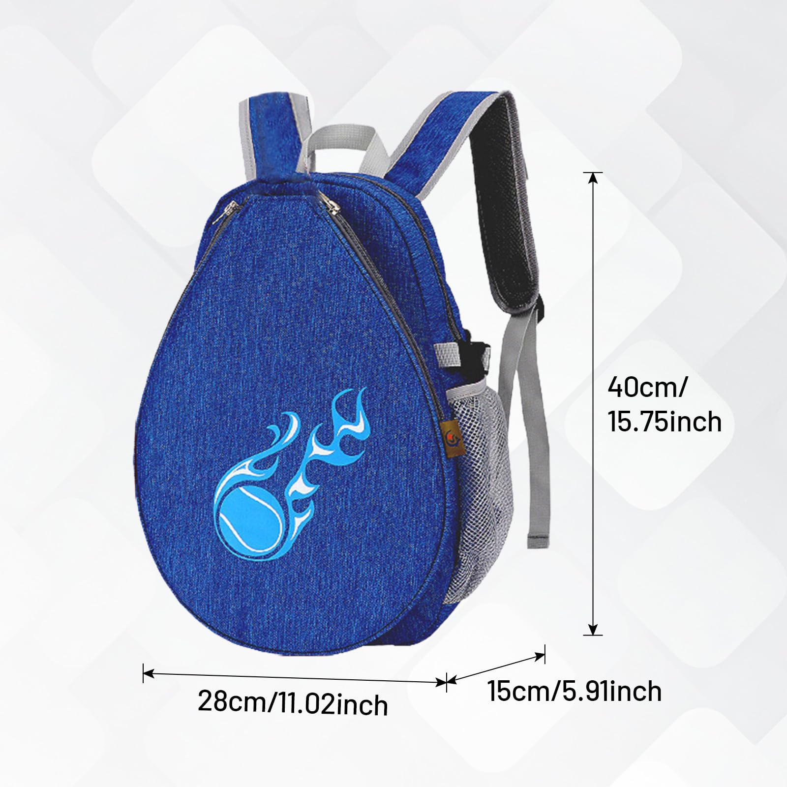 harayaa Kids Tennis Racket Bag Organizer Duffle Bag Pickleball Paddles Sac à dos Sac de transport pour bouteille d'eau, Badminton Paddle, garçons filles, bleu profond
