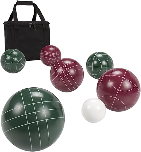 Bocce Ball Set - Lawn Game for Backyard or Beach - Includes Red and Green Bocce Balls, Pallino, and Carrying Case