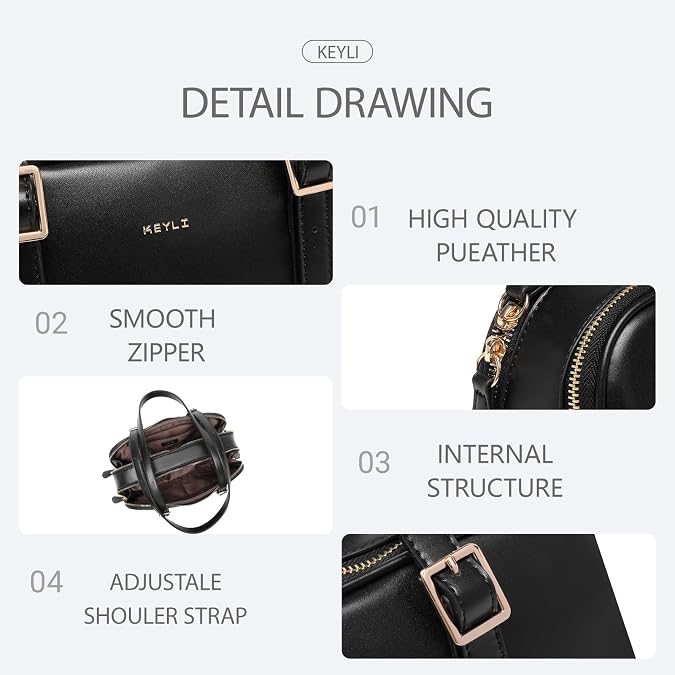 Keyli Swing Zip Shoulder Bag Fashion Purses for Women, Leather Shoulder Handbag Top-Handle Hobo Bags with Adjustable Strap