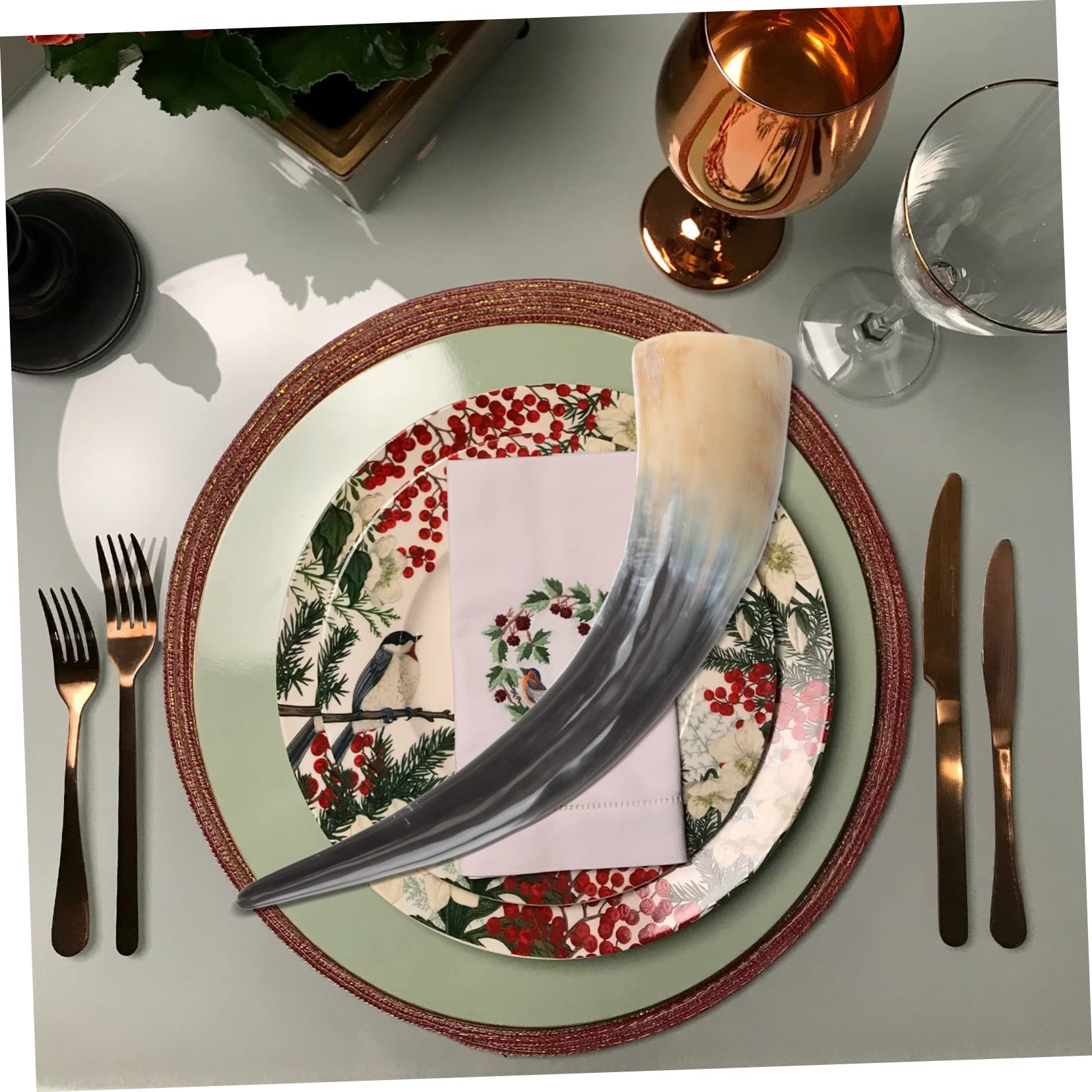 Alipis Boccale in Corno Vichingo per Bere Vino e Birra, Capienza Grande, Realizzato Artigianalmente, Decorativo e Pratico per Casa e Regalo a Famiglia e Amici
