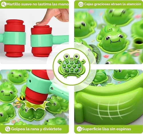 Miniatura 5 de HopeRock Juguetes para niños de 2, 3, 4, 5 años, juguetes para niños pequeños de 2 a 4 años, juego de golpear a la rana, con 5 modos, 45 niveles, 9