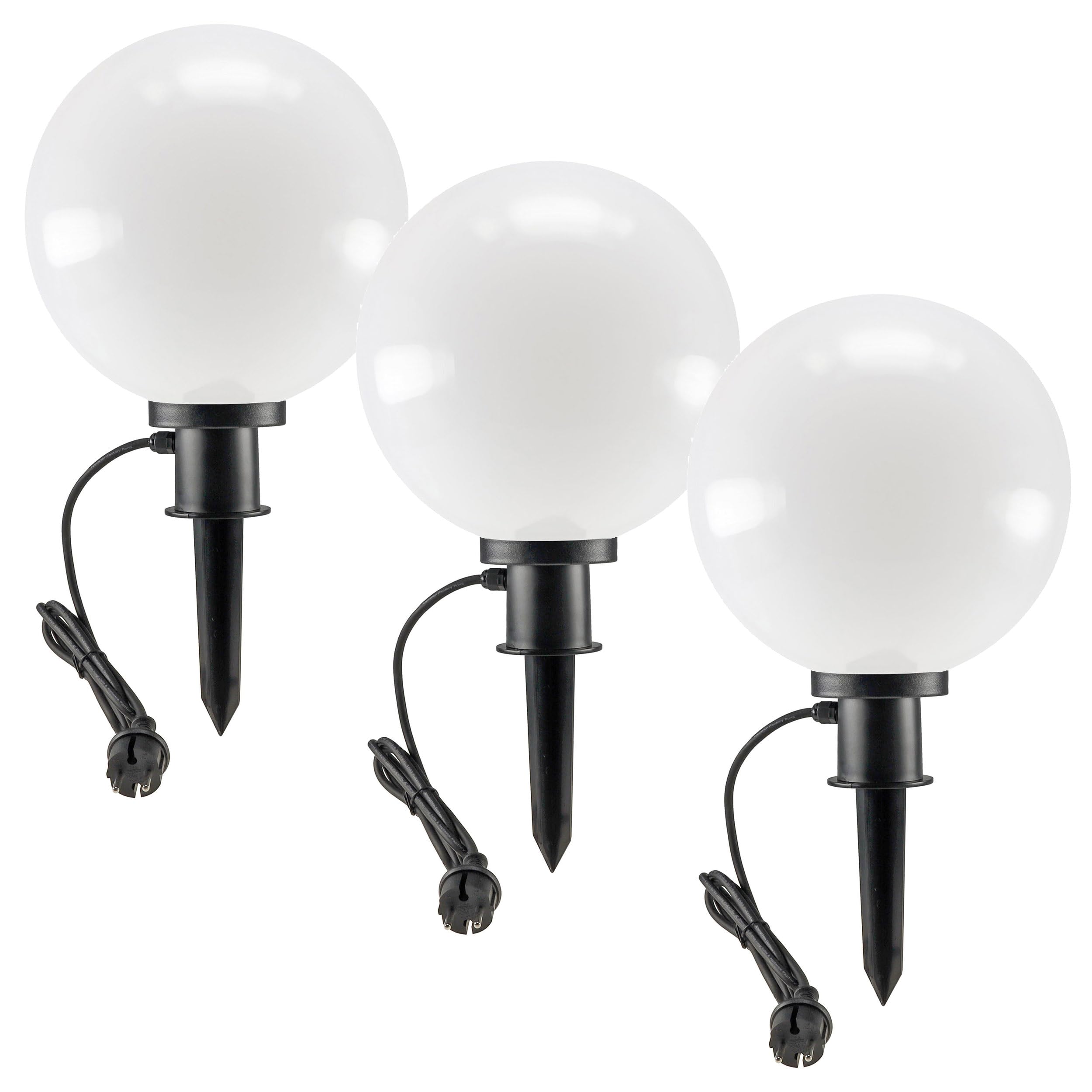 ChiliTec Kugelleuchte Gartenlampe 25cm mit Erdspieß für Aussen IP44 1,5m Kabel E27 Fassung Wetterfest Hitze- & Frost beständig - ohne Leuchtmittel