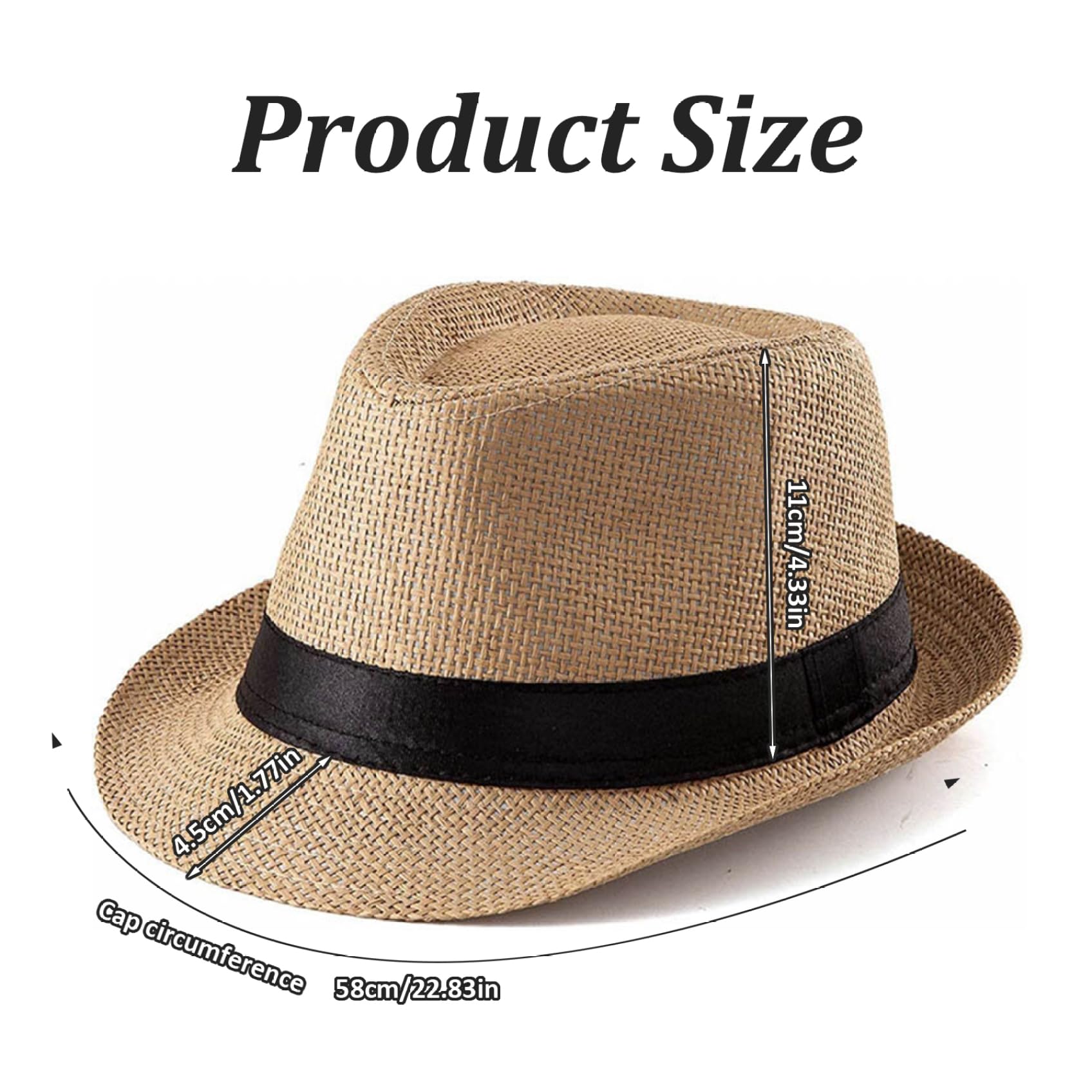 Cappello da Spiaggia in Paglia Cappello Panama da Uomo Fedora da Uomo con Protezione UV con Tesa arricciata Paglia Intrecciata Traspirante Cappelli da Sole Vintage per L'Estate
