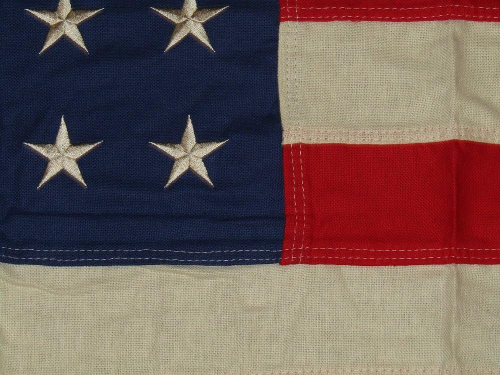 AES 3x5 Embroidered Sewn 48 Star USA American Tea Stain Vintage Cotton Flag 3'x5'