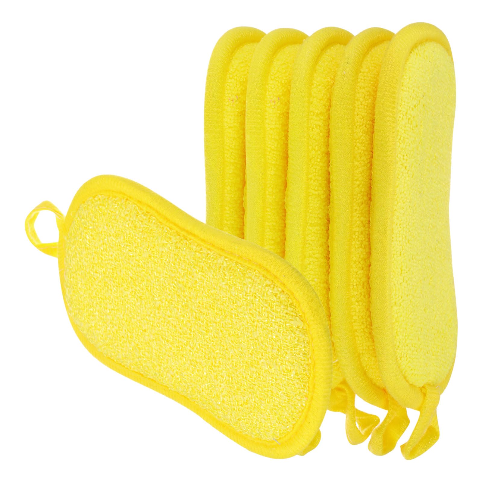 Muiltvoe Multipurpose Kitchen Dish Sponge Scrubber, 5 Pcs Non Scratch Microfiber Sponges Scouring Pads Sponges Scrub for Washing Dishes Cleaning Kitchen, Pink