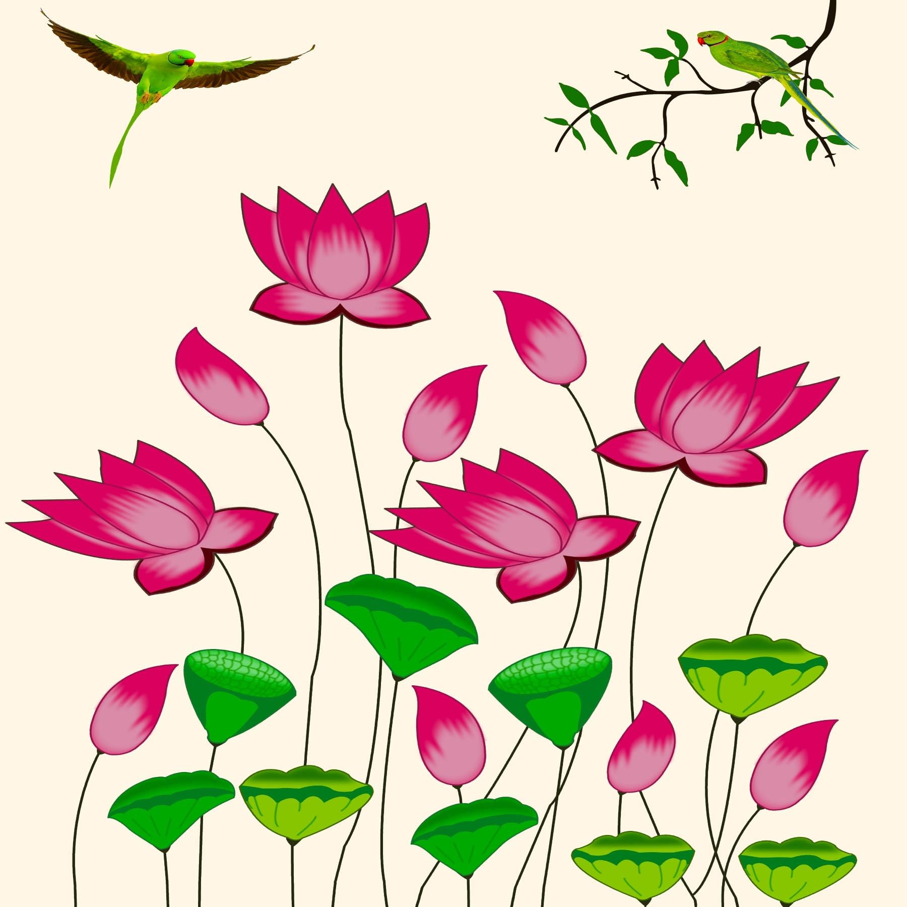 Dhara Lotus with Parrot (8FT-8FT) Backdrop Cloth for Pooja Functions, Traditional Background Curtain Cloth for Festival -Washable Fabric (B0D8Q8K52Y) Amazon Price History, Amazon Price Tracker