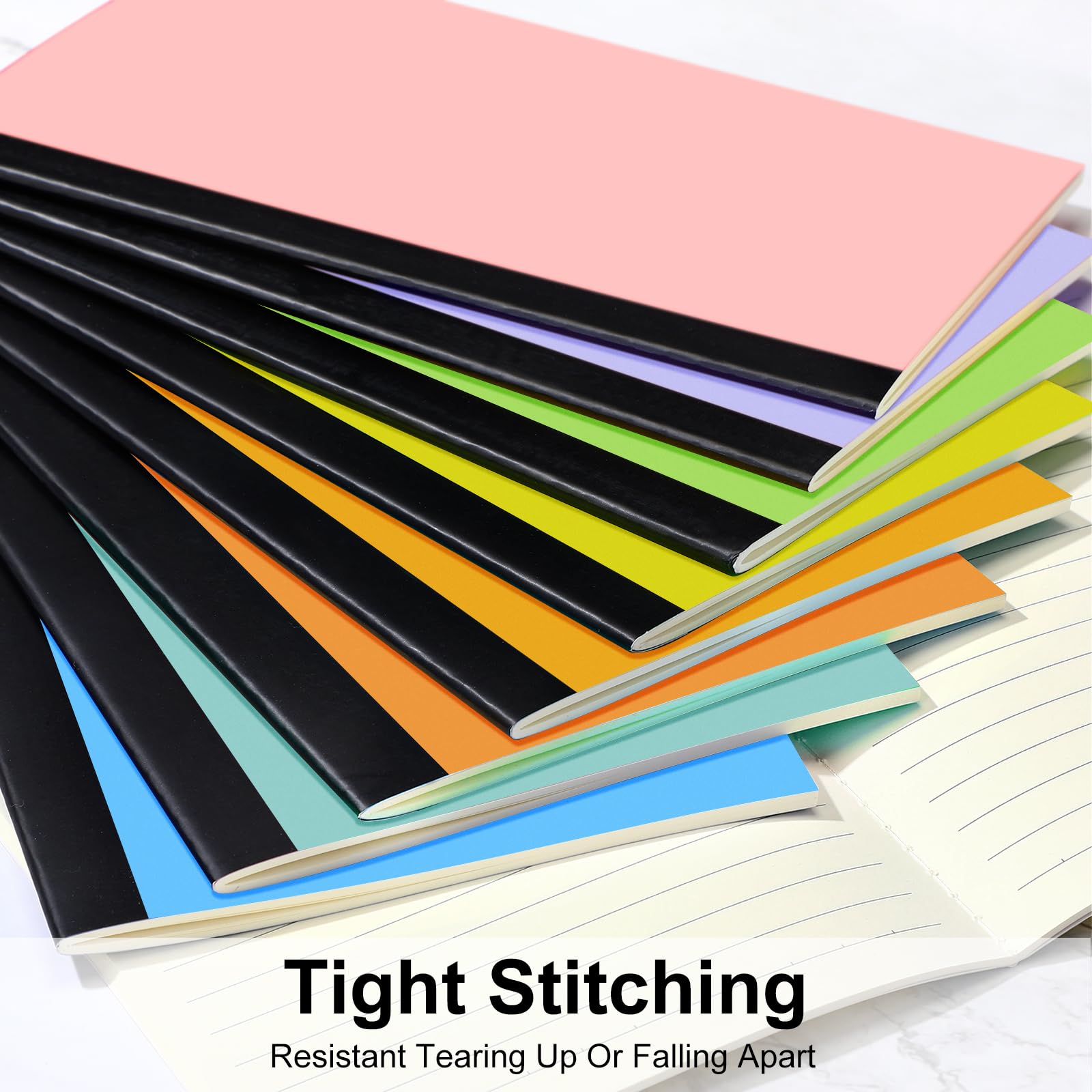 40 cuadernos A5 de composición a granel (5.5 x 8.3 pulgadas), diario rayado, 8 cuadernos de papel recubierto de color azúcar, 60 páginas, diarios de viaje para niños, mujeres y niñas, suministros de