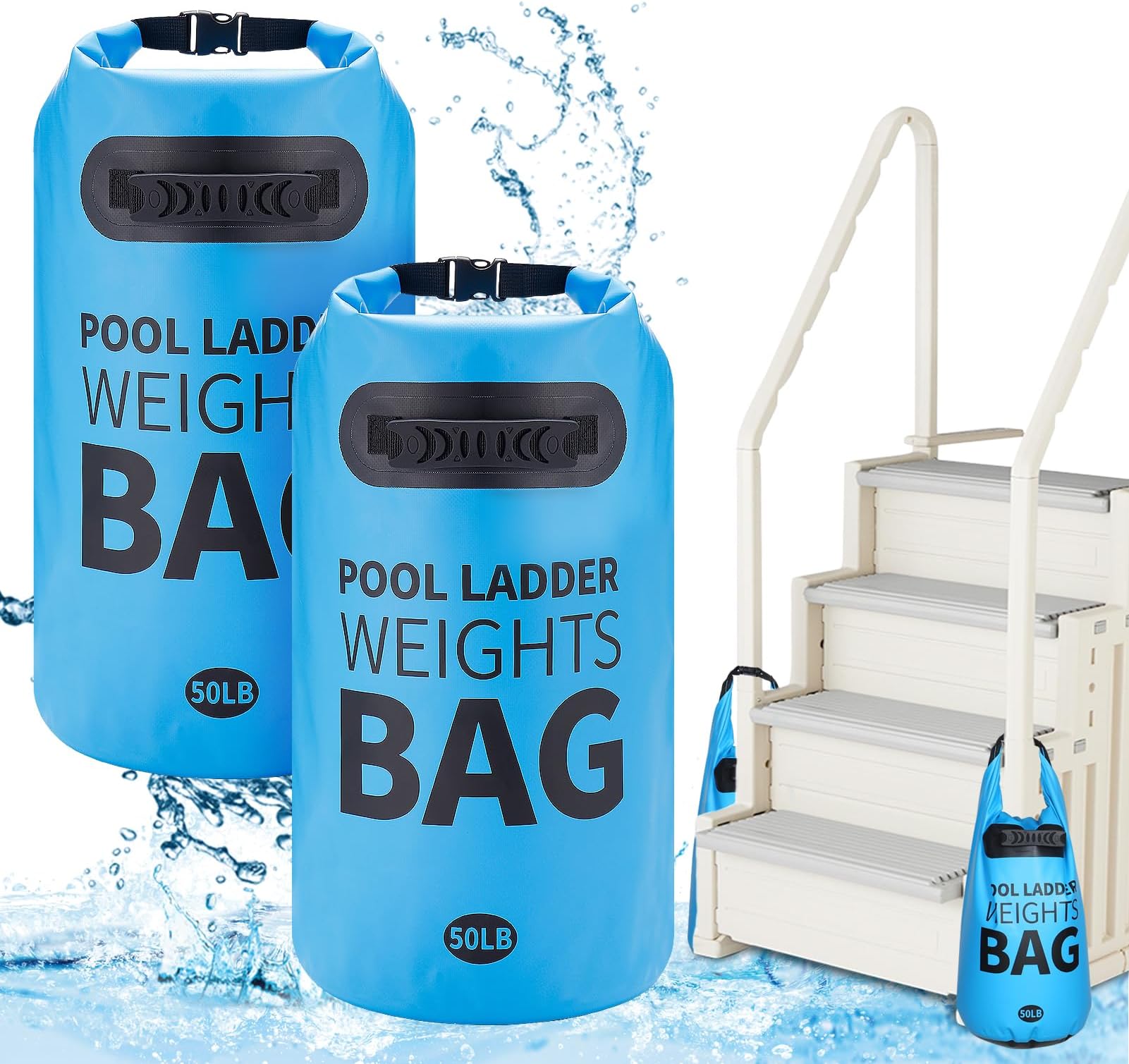 2 Pcs Swimming Pool Ladder Weights, Foldable 10L Pool Stair