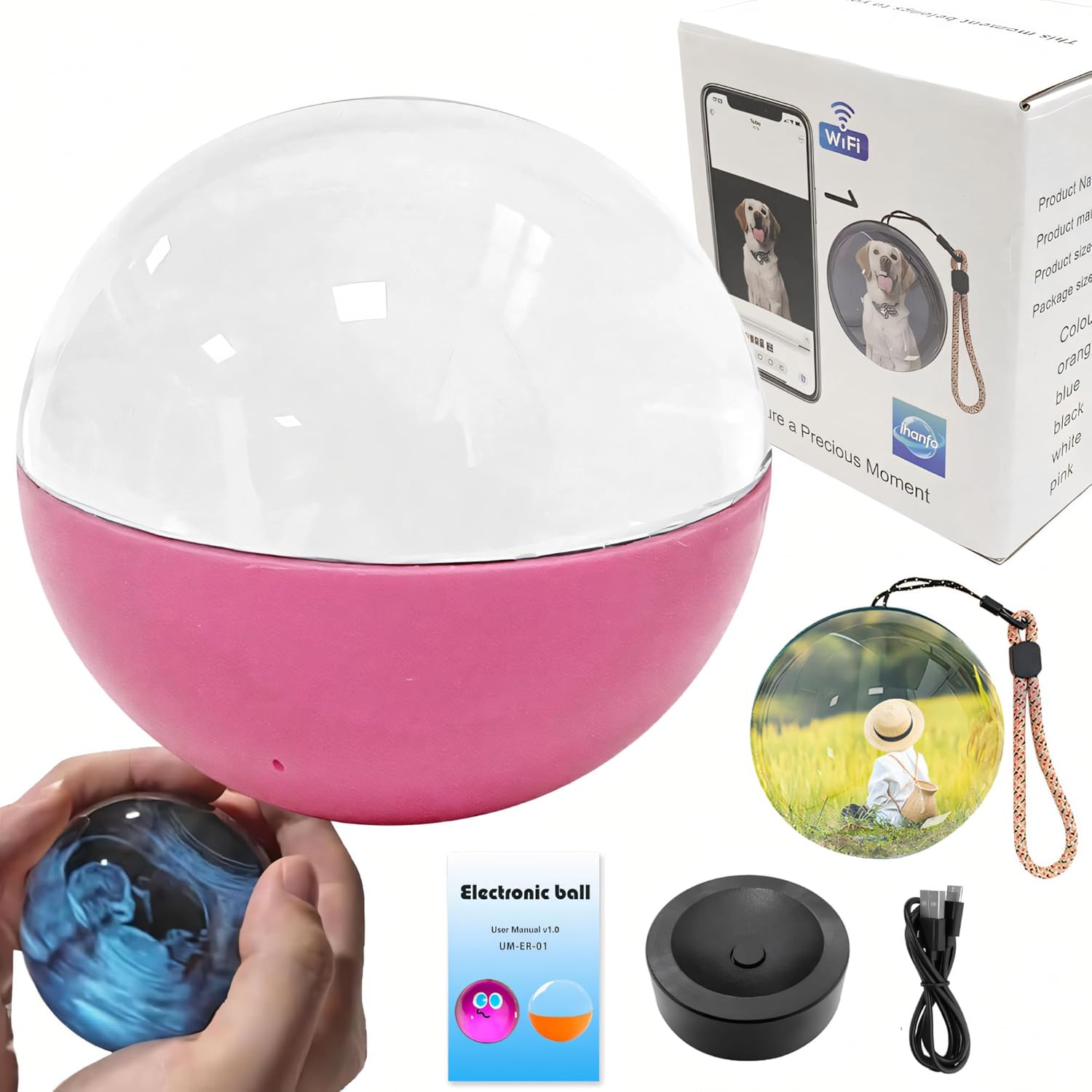 3D Crystal Ball Digital Photo Album & Video Display, Mobile WiFi Transmission Customizable Uploadable Videos & Photos, Electronic Screen Gift for Couples, Family, Pets, & Wedding Memories