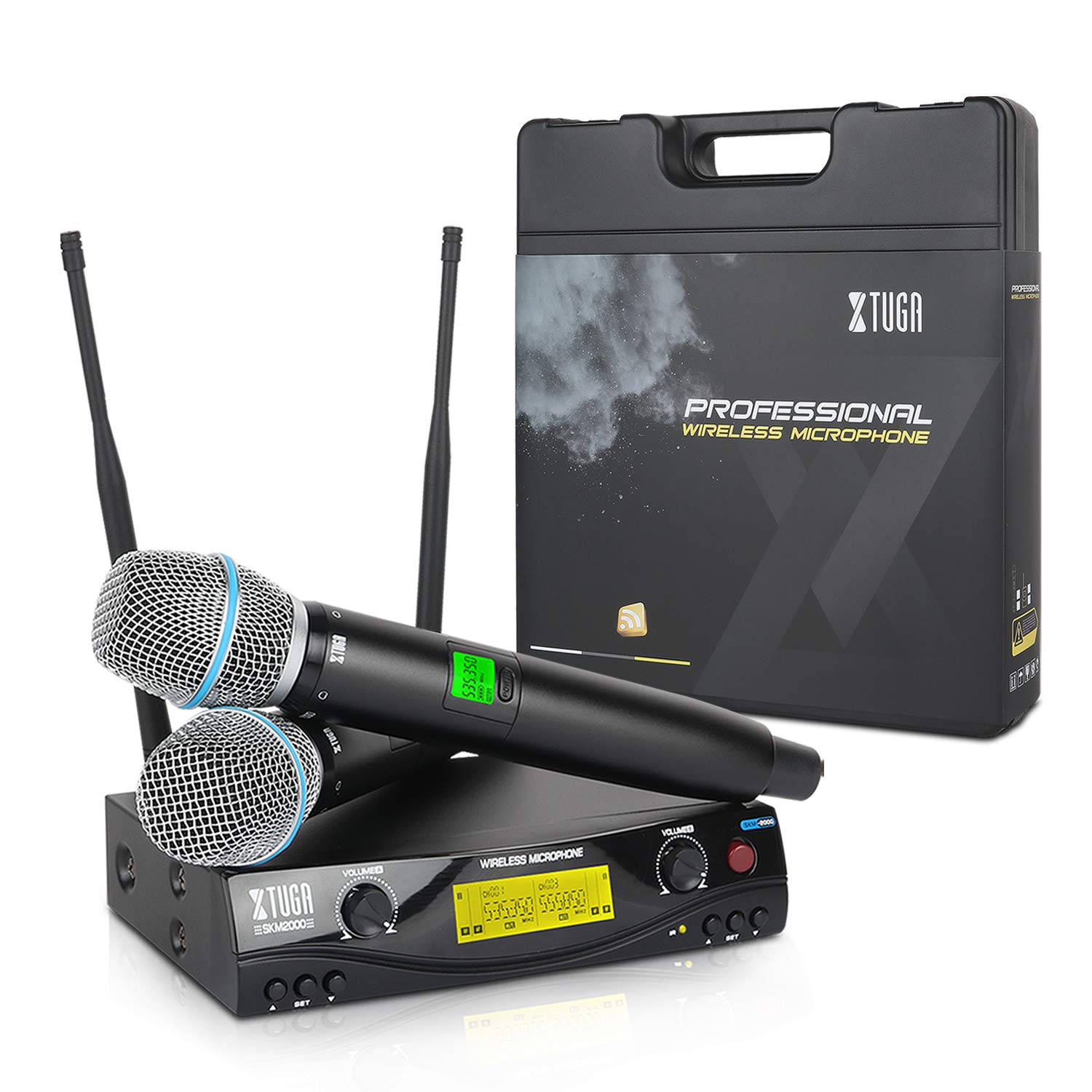 XTUGA SKM2000 Sistema de micrófono inalámbrico UHF de doble canal