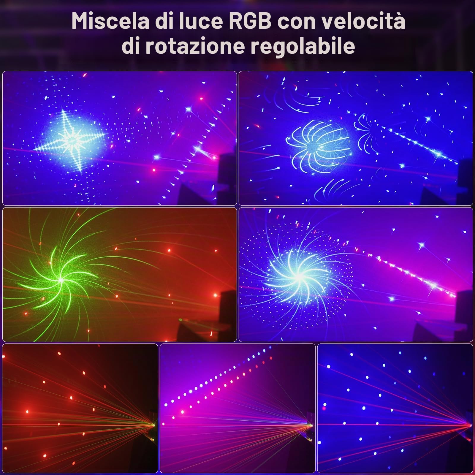 Luce da discoteca, Luce D-MX con 9 lenti a LED RGB, proiettore DJ con effetto stroboscopico attivato dal suono, adatto per feste, club, matrimoni, concerti, bar, compleanni
