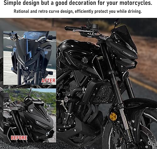 Miniatura 5 de Parabrisas delantero de motocicleta compatible con Yamaha MT-03 MT-25 2020 2021 2022 2022 2023 2024 Protector deflector de carenado (humo claro)