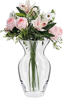 18cm Clear Glass Vase - 3.5mm thick Modern & Decorative Crystal Vase - Transparent Cylinder shape Glass Flower Vase for Home/Wedding Table Centrepiece and Office Decor