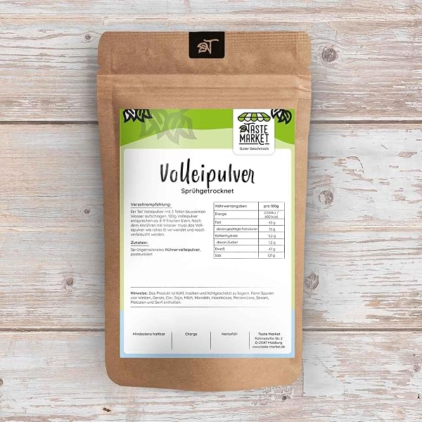 Volleipulver 1 kg | Rührei Kochen Backen | Ei Ersatz | Sprühgetrocknet | Vollei | TASTE MARKET | - 3