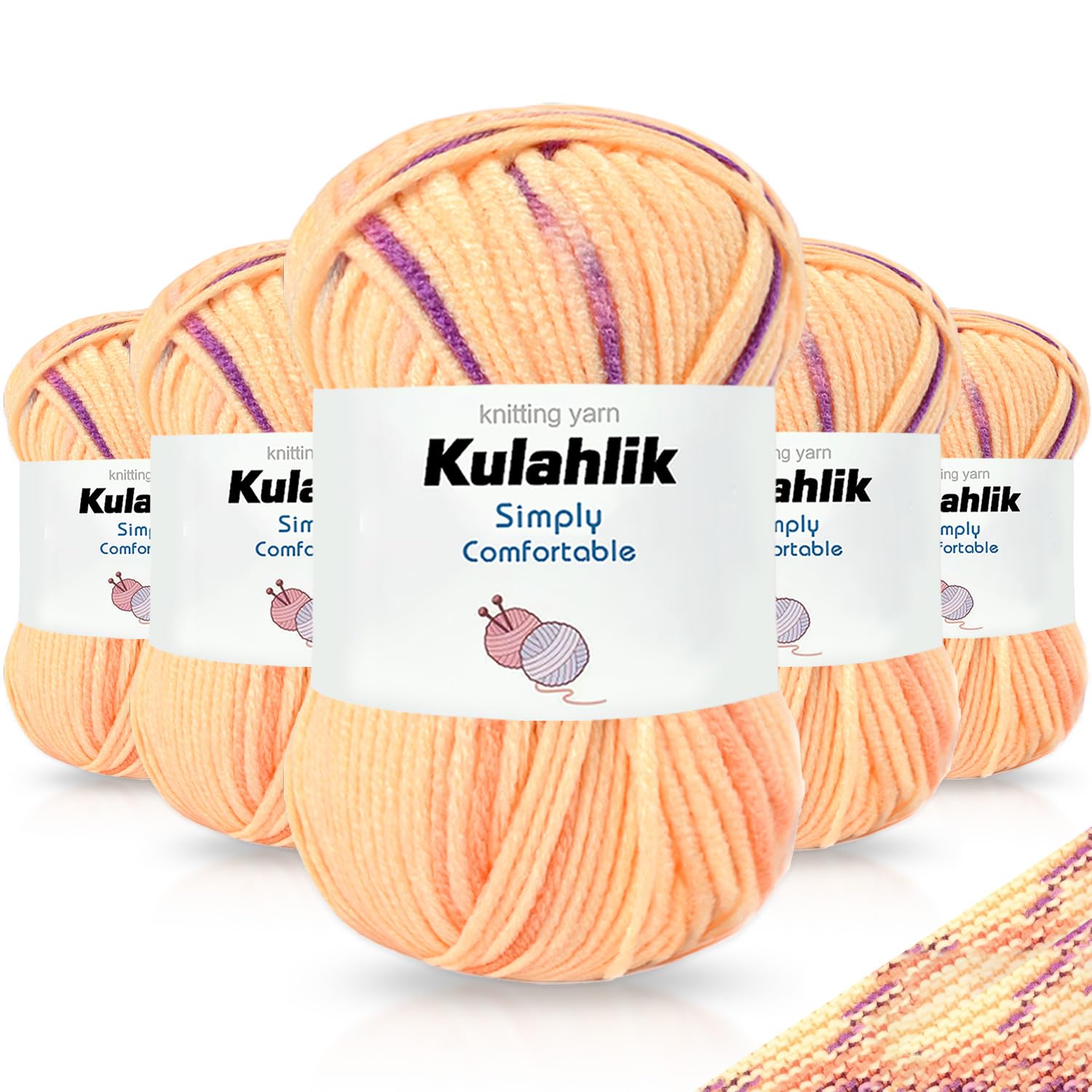 250g(5x50g) Acrylic Yarn for Crochet/Knitting, Colorful Gradient Yarn Thread, 5 Rolls Skeins, Perfect for Any Knitting Crochet and Crafts Mini Project — view 55