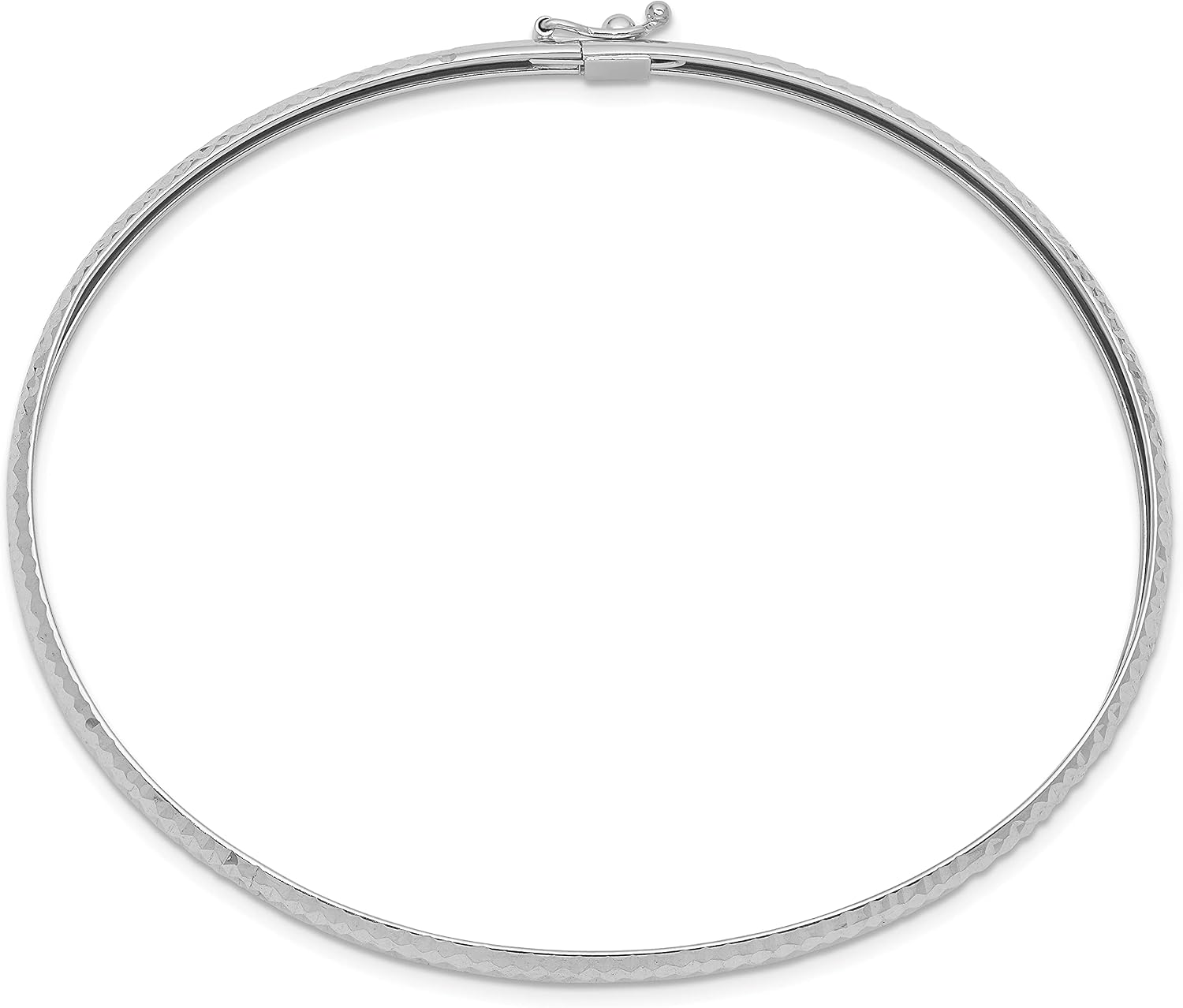 IceCarats 14K Solid White Gold Flexible Bangle Bracelet 7.5 inch Polished, Textured For Her