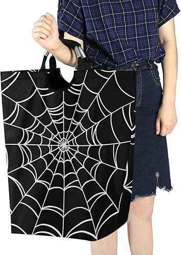 Miniatura 6 de Cesta de lavandería plegable de araña de Halloween con asas acolchadas, impermeable, duradera, cesta de almacenamiento para juguetes, organizador de