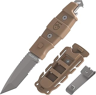 GEAR AID Kotu Tanto Fixed Blade Knife for The Outdoors with Quick Release Sheath, Titanium-Coated 3” Blade - GEAR AID