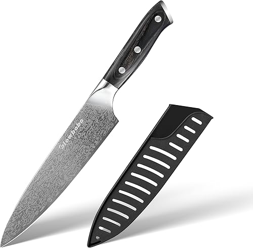 Miniatura 9 de Cuchillo de chef de 8 pulgadas 5Cr15MoV de acero de alto carbono, cuchillo de cocina profesional, hoja afilada con mango de madera de color natural