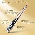 Cordless Electric Nail Drill 35,000 RPM, Professional Portable Nail File for Acrylic Nails & Gel Polish Removal, Low Vibration & Heat E-file with 11 Drill Bits, Salon-Quality Manicure Pedicure Kit (Sand Gold)